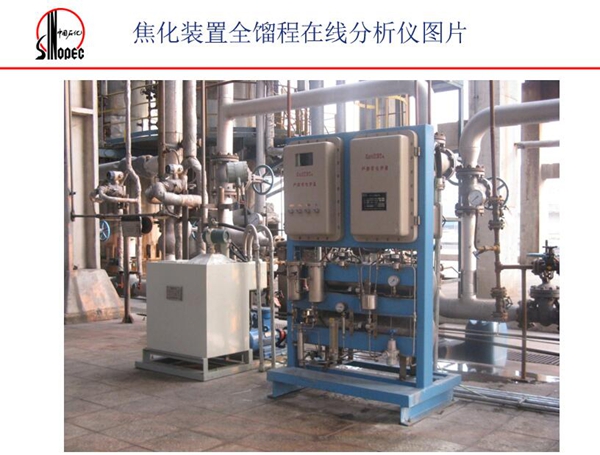 如圖所示，焦化裝置全餾程在線分析儀器